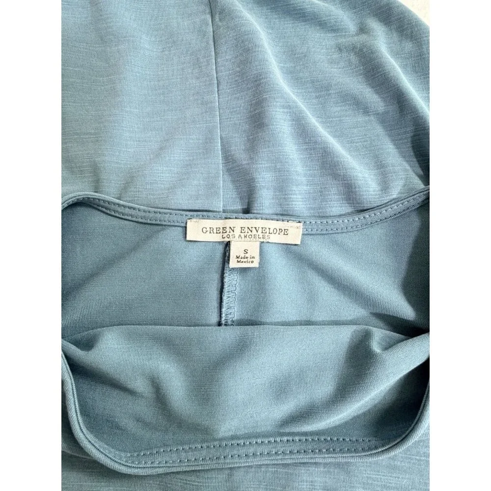 Green Envelope Los Angeles Steel Blue Oversized Boxy Tee Top Small - Picture 3 of 4